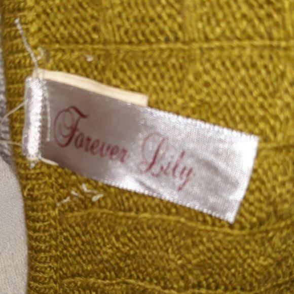 Boxey slouchy cable striped mustard sweater size large - Picture 7 of 8